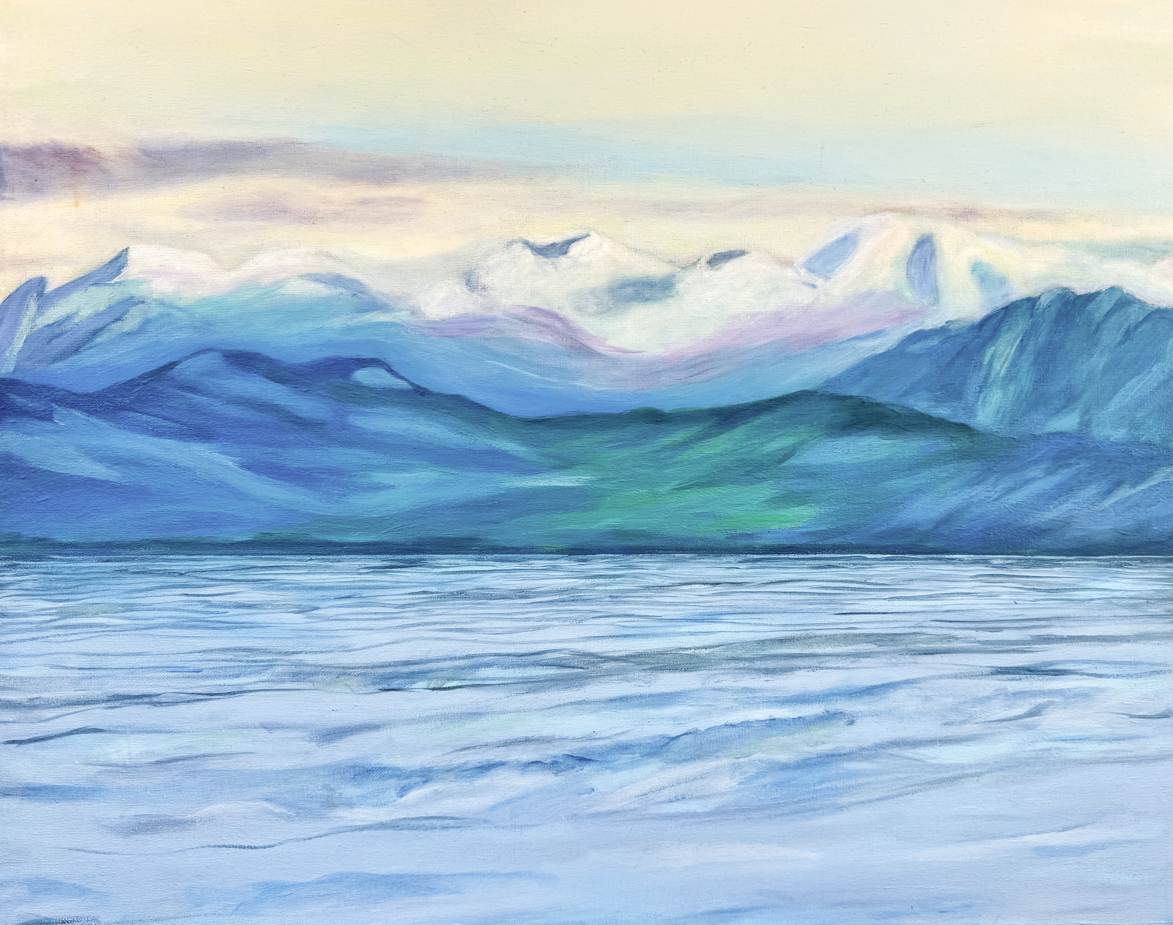 Garibaldi Mountains View From Lantzville (acrylic on canvas, 30 inches x 24 inches)