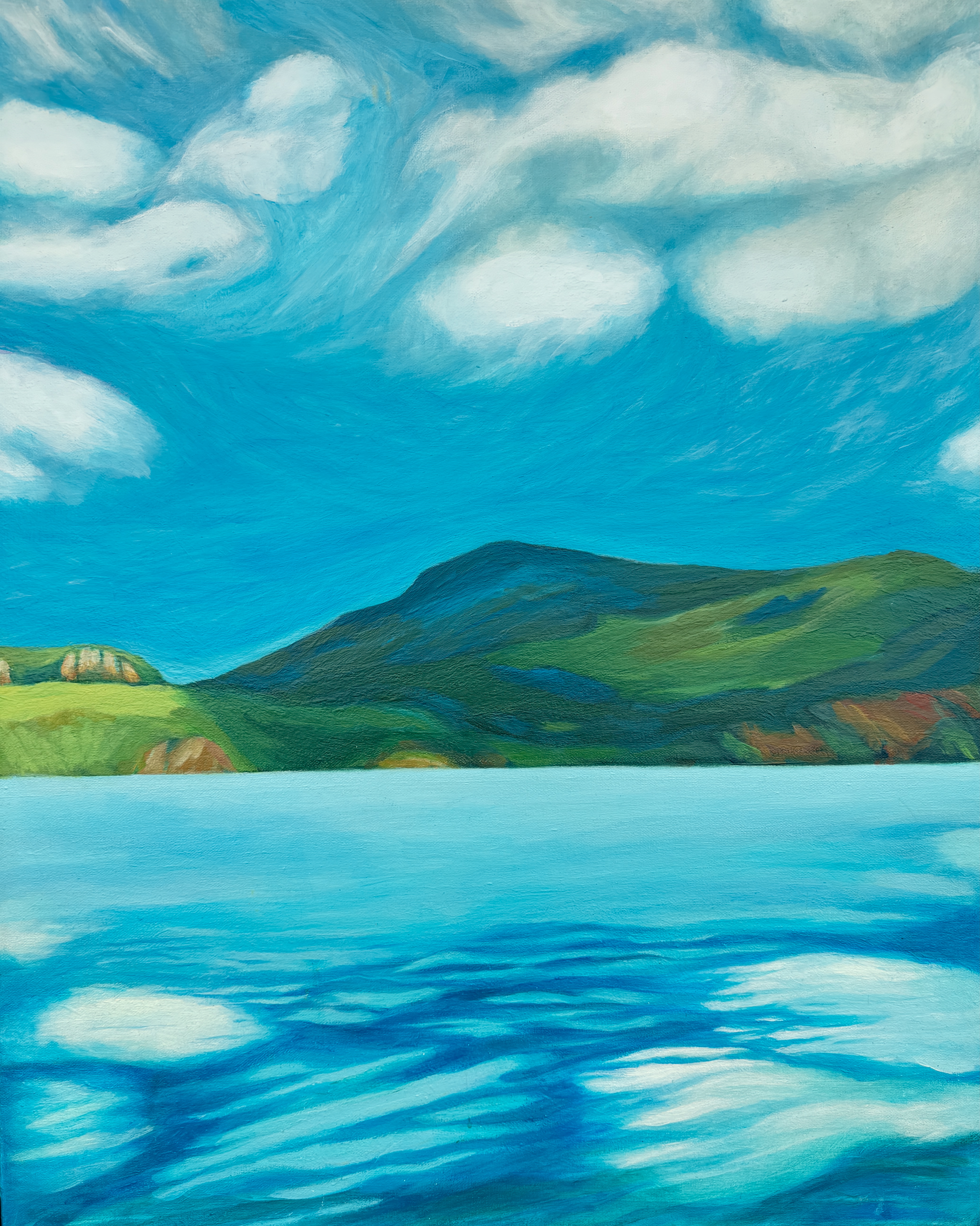 Saltspring Island from Cowichan Bay (acrylic on canvas, 24 inches x 30 inches)