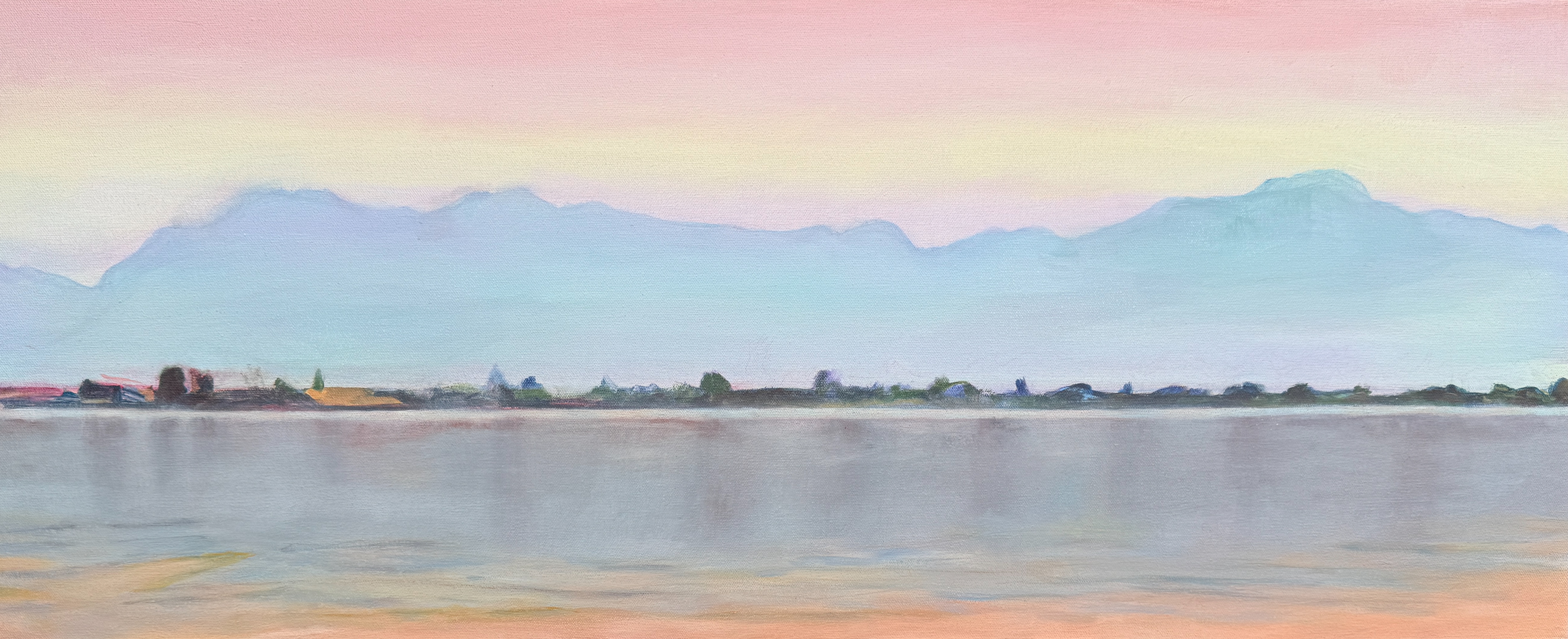 Sunrise on Vancouver's Coast Mtns (acrylic on canvas, 40