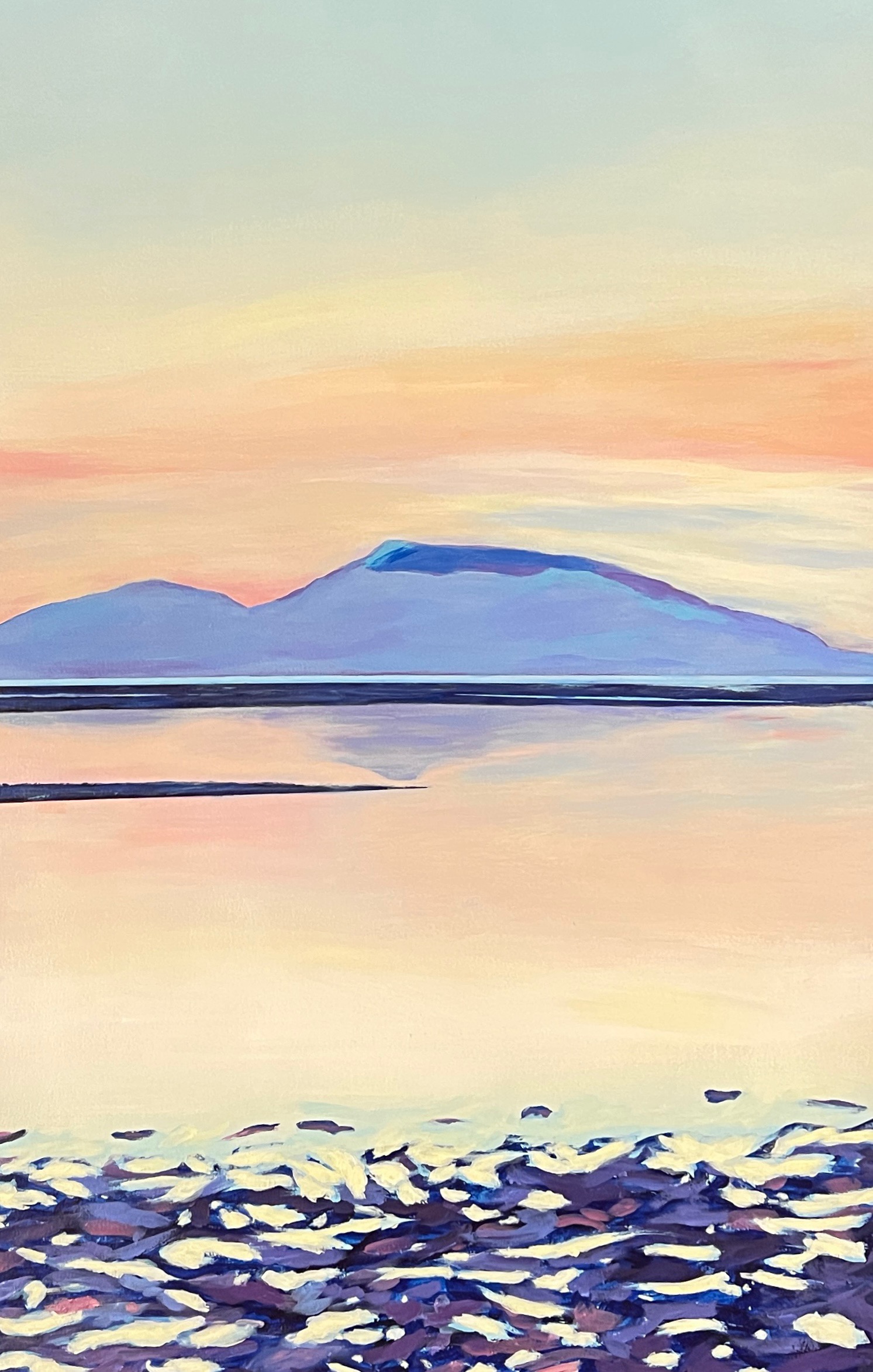 Orcas Island Pink and Orange (acrylic on paper, 24