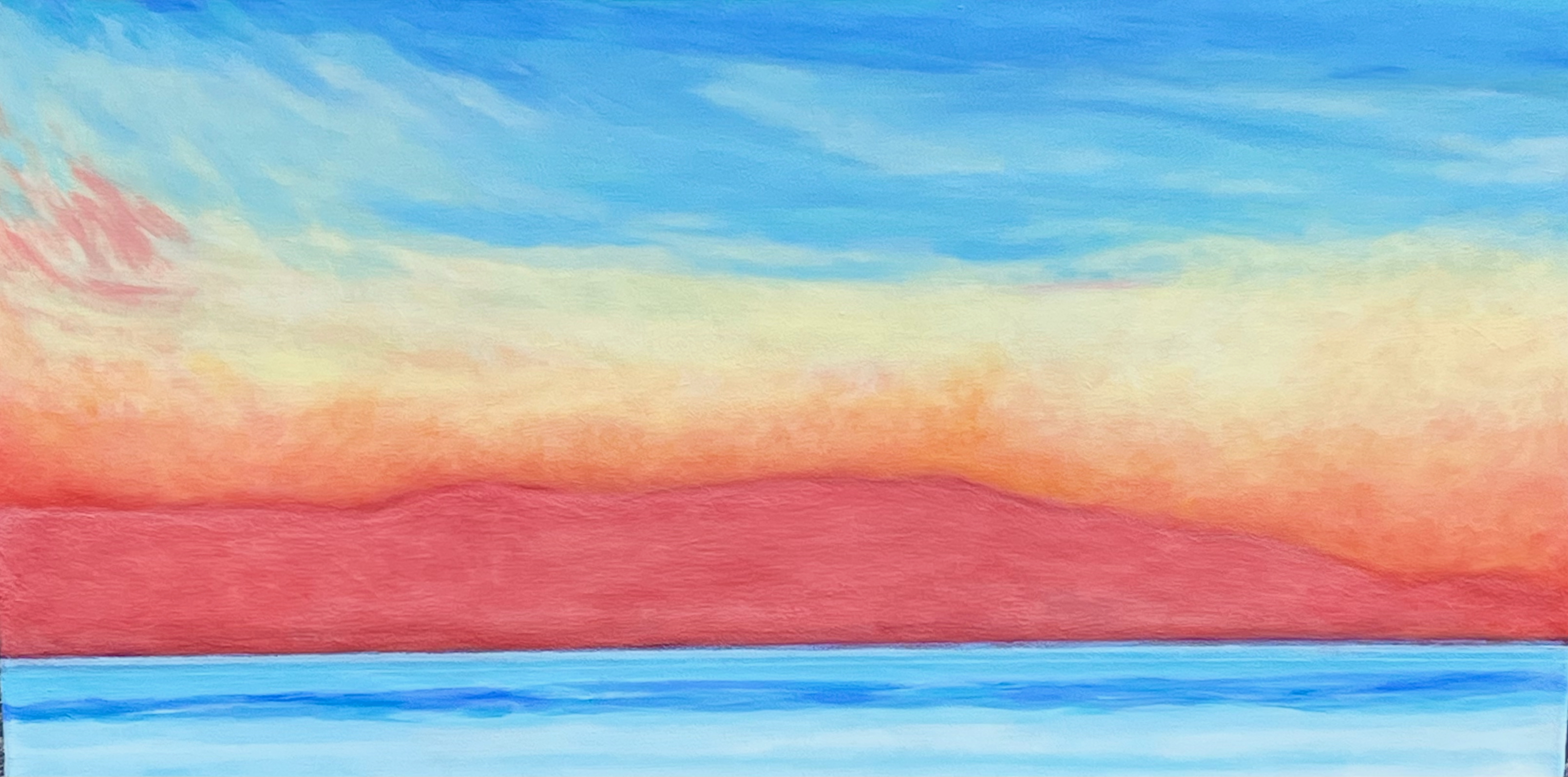 SOLD - Oak Bay at Sunset (acrylic on canvas, 36 inches x18 inches)