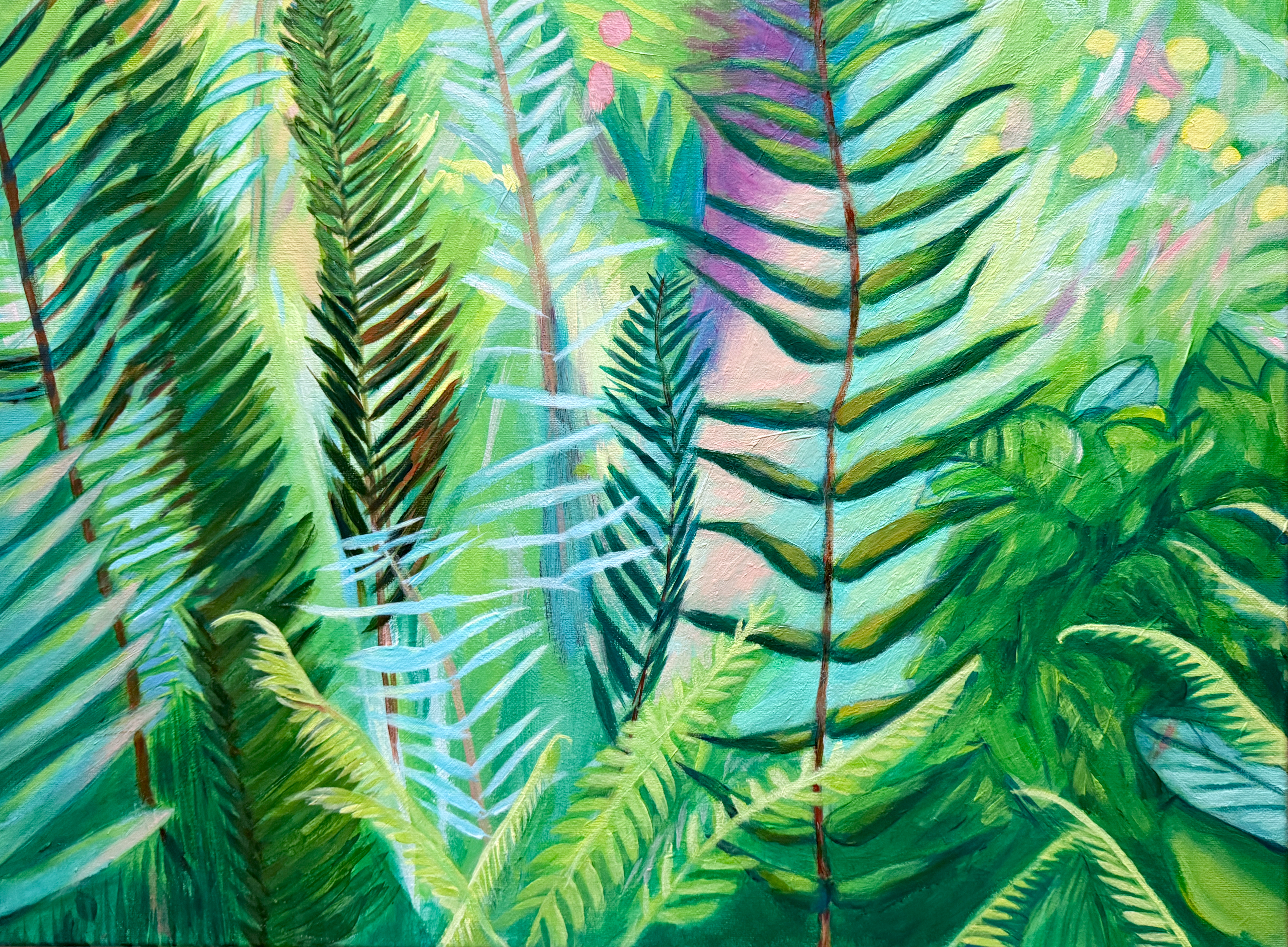 A Garden of Ferns (2026), 18 in. x 24 in., acrylic on canvas, C$1800